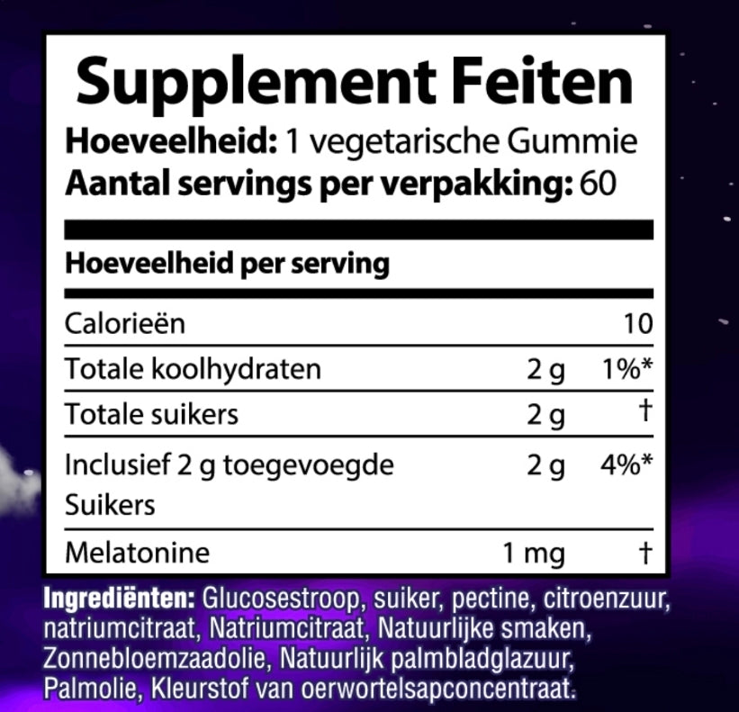 Melatonine 1 mg 60 Gummies kers- en granaatappelsmaak