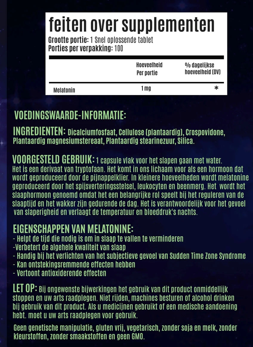 Melatonine en L-Tryptofaan Combi 10mg 100 softgels, 40 capsules, 1mg 100 Tableten