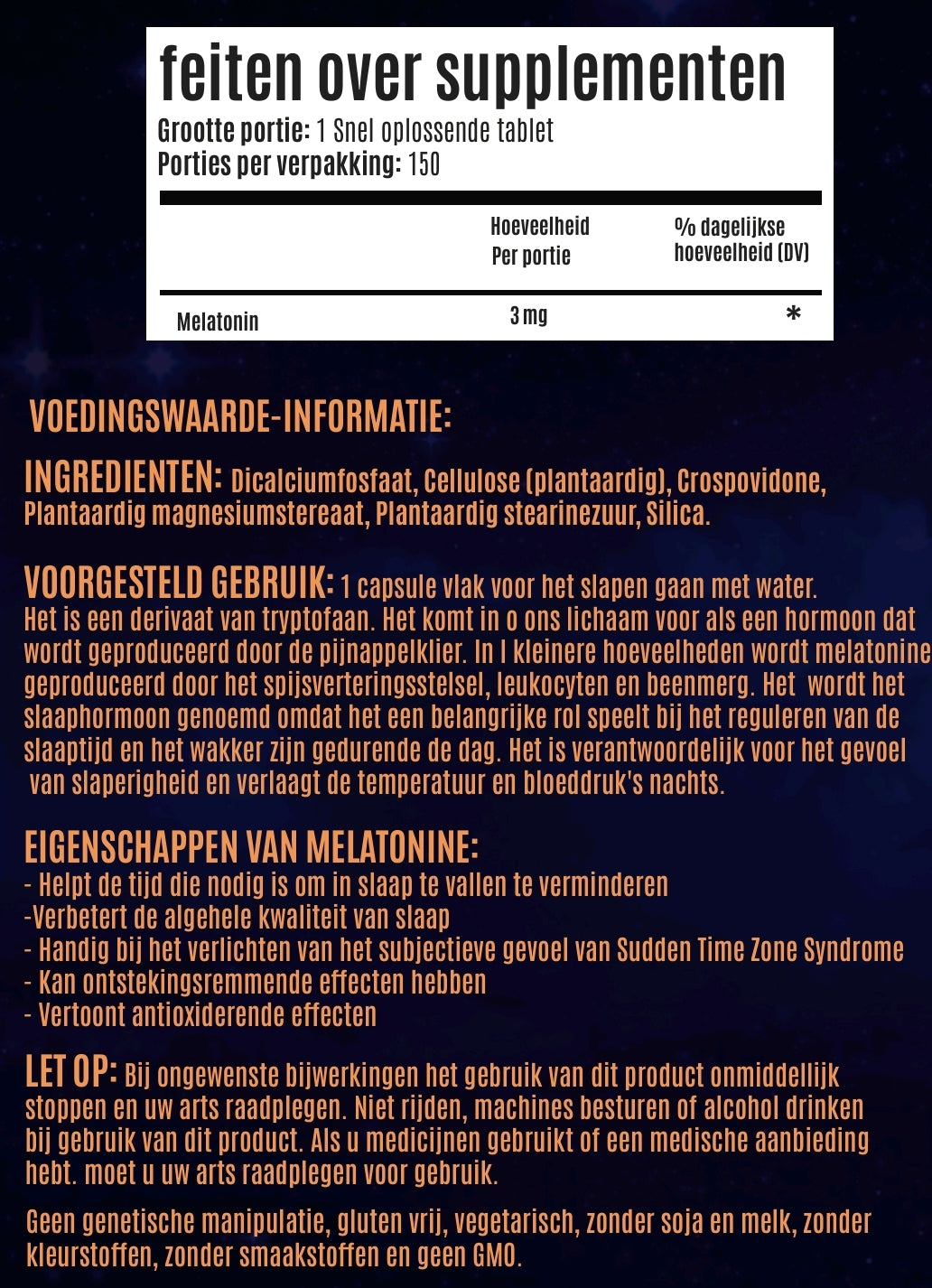 Melatonine 3mg 150 tabletten