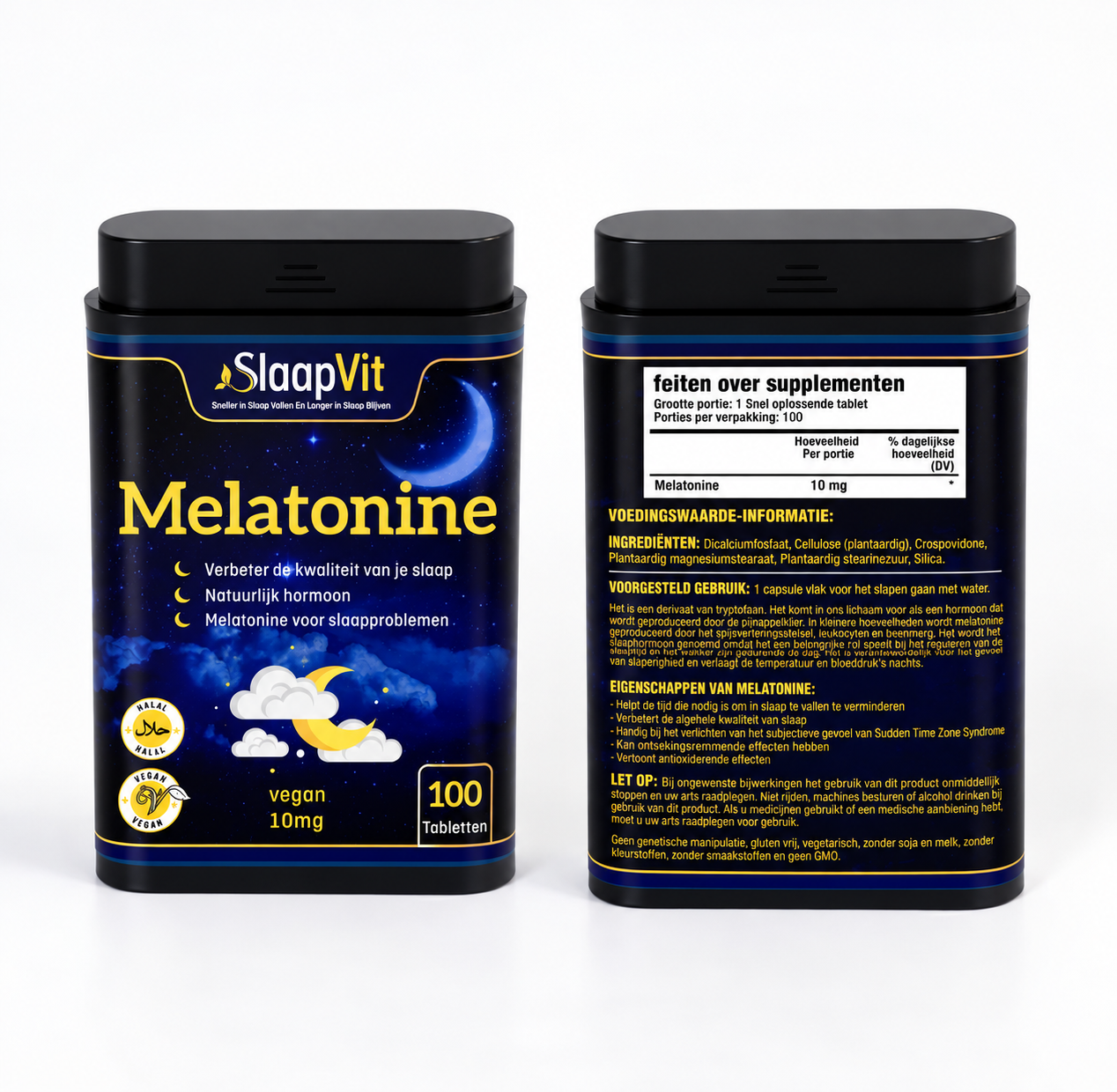 Melatonine Compact 10mg 100 tabletten zwart
